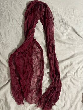3/$10 Burgundy Crinkled Lace Scarf